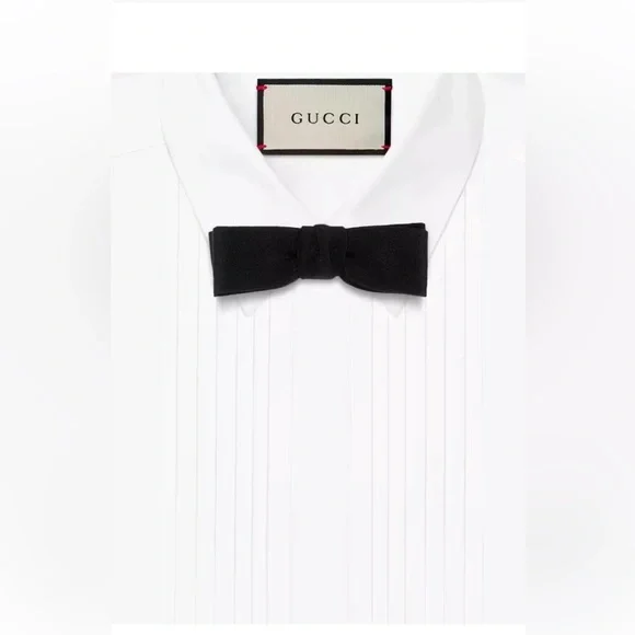 NWT GUCCI GG JACQUARD SILK BLACKBOW TIE